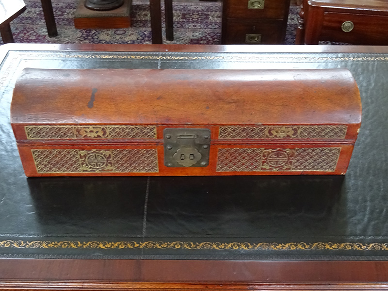 Antique Chinese leather scroll box